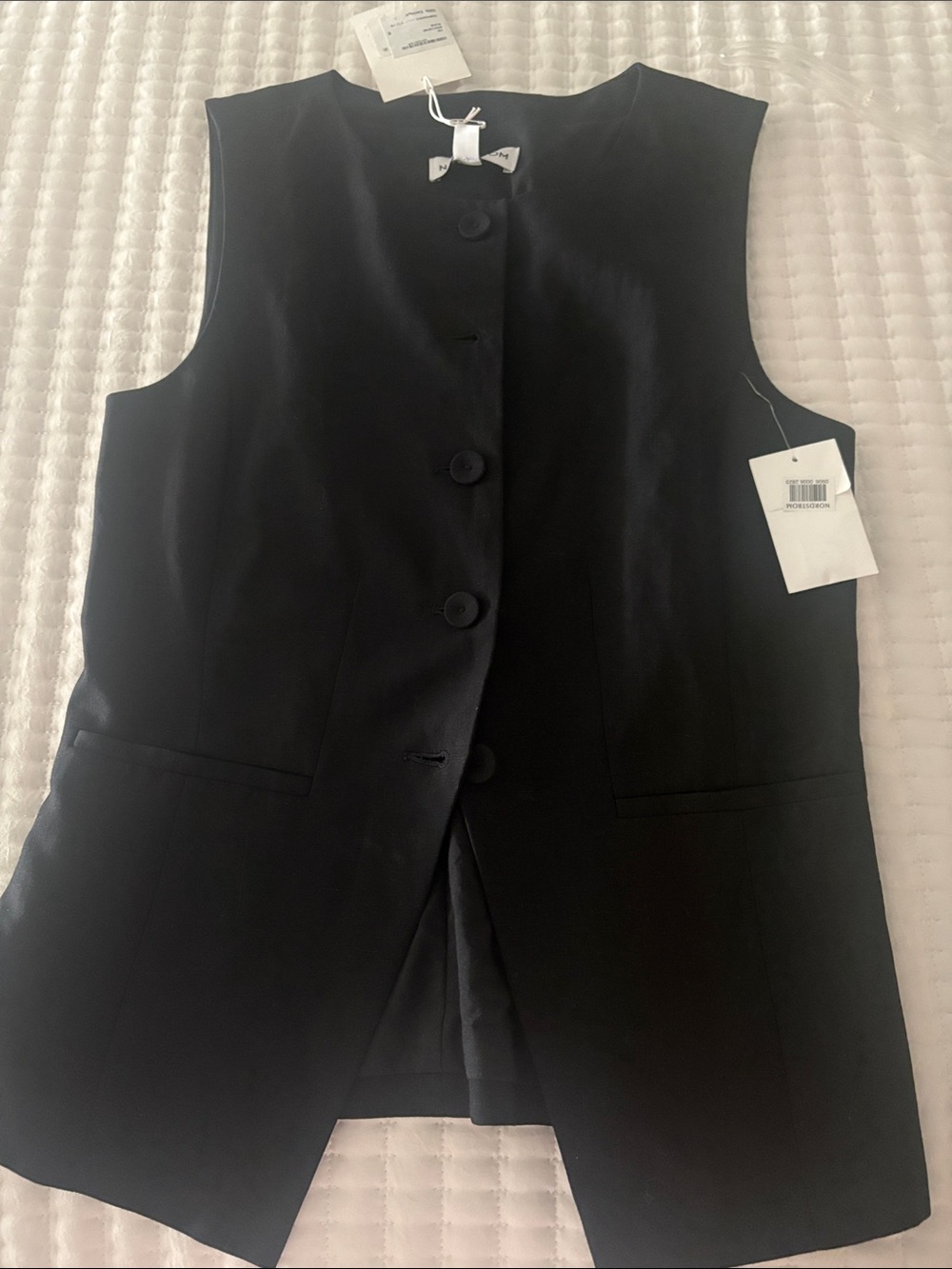 Nordstrom Black Tailored Sleeveless Button Vest